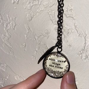 “With brave wings she flies” necklace